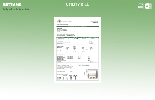 Модерен стил Либан Шаблон за комунални сметки за електрична енергија на Либан